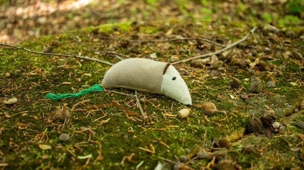 Psí hračka - myška plněná bylinkami, která je vhodná pro malé psy a štěňata